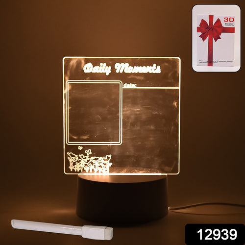 12939 Creative Visualization Lamp 3 Dacrylic Decorative Lamp For Creative Keeps Notes Drawing Table Lamp For Home Decor Bedroom Gift Office Decoration Erasable Board (Heart-shape 1 Pc)