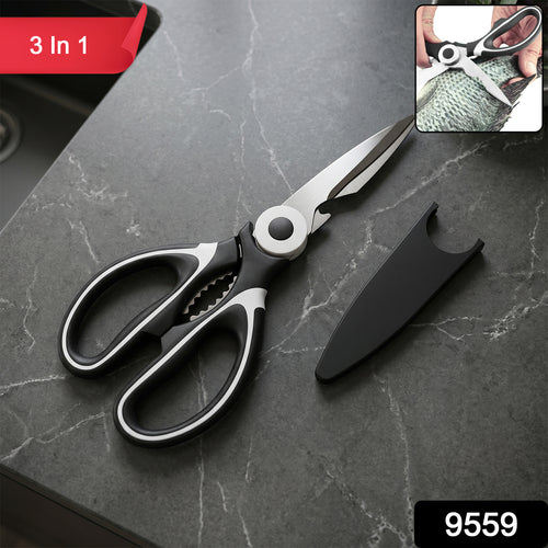 3-in-1 Multipurpose Kitchen Scissors – Stainless Steel Blades