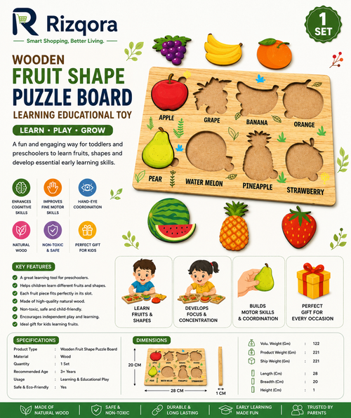 Wooden Fruits Puzzle Learning Educational Board (1 Set 2820 Cm)
