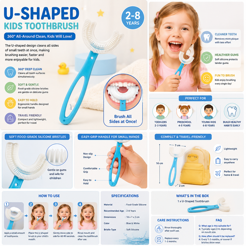 Kids U-Shaped Soft Silicone Toothbrush