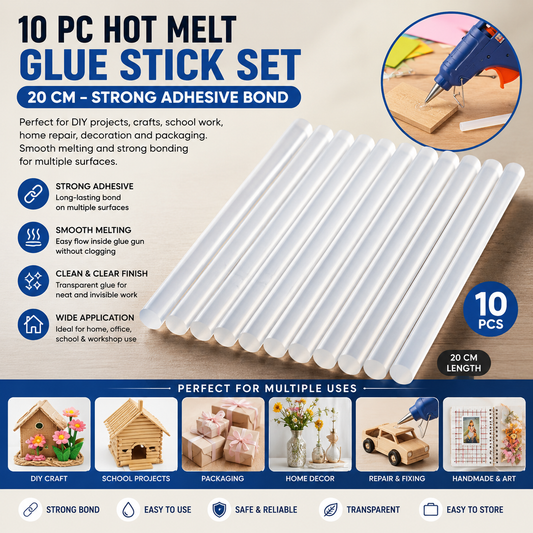 Hot Glue Stick Set 20 Cm | Strong Adhesive Glue Sticks For Craft (10 Pc)