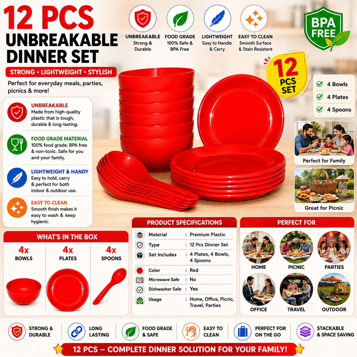 RIZQORA dinnerware set BPA-free material close-up