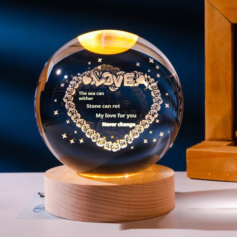 Luminous 3D Carved Crystal Ball Night Lamp - product photo 2