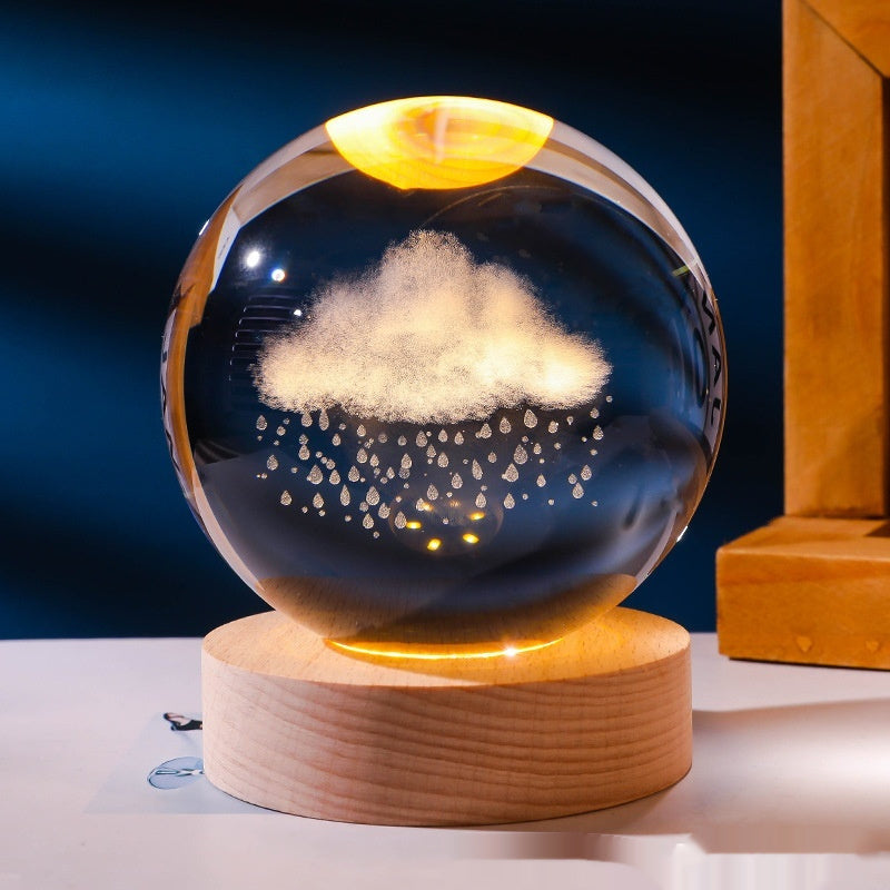 Luminous 3D Carved Crystal Ball Night Lamp - product photo 3