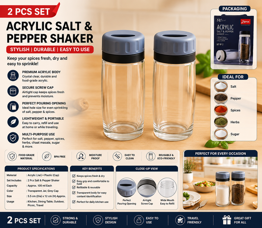 RIZQORA acrylic salt and pepper shaker set clear body