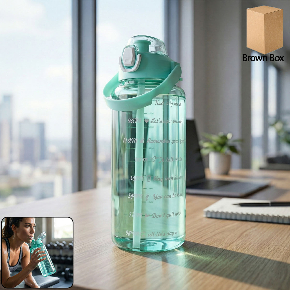 2 Litre Large Capacity Leakproof Sports Water Bottle (1 Pc)
