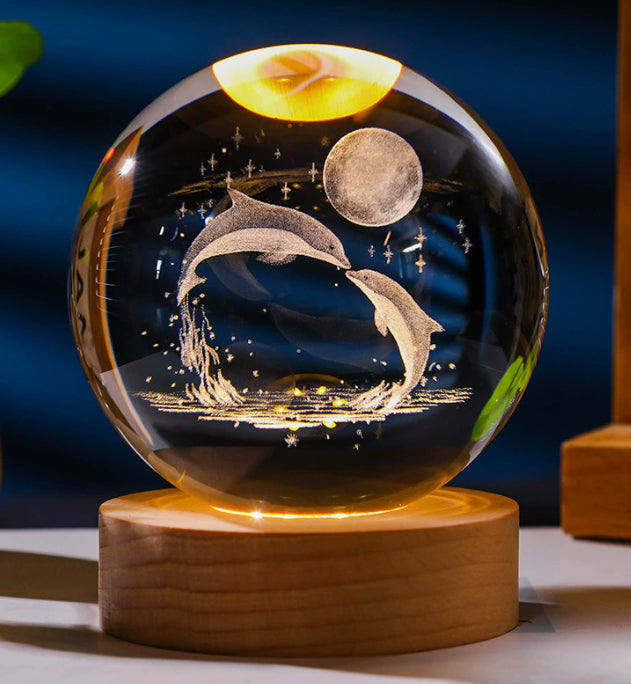 Luminous 3D Carved Crystal Ball Night Lamp - product photo 11