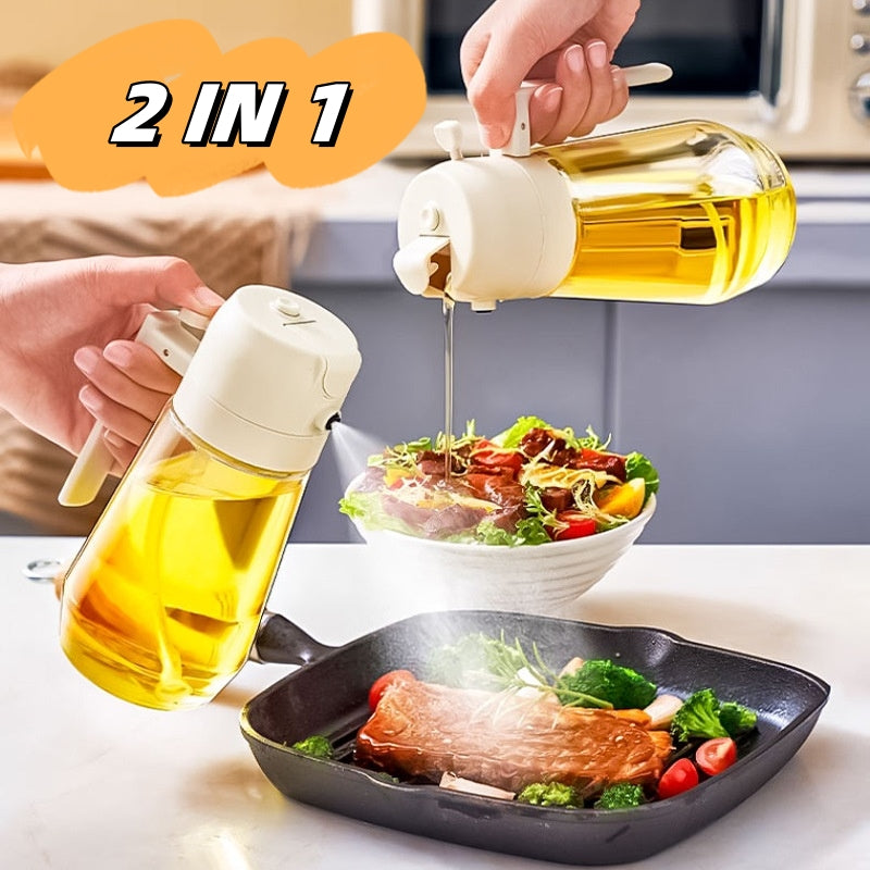 RIZQORA 470ml 2-in-1 olive oil sprayer and dispenser bottle