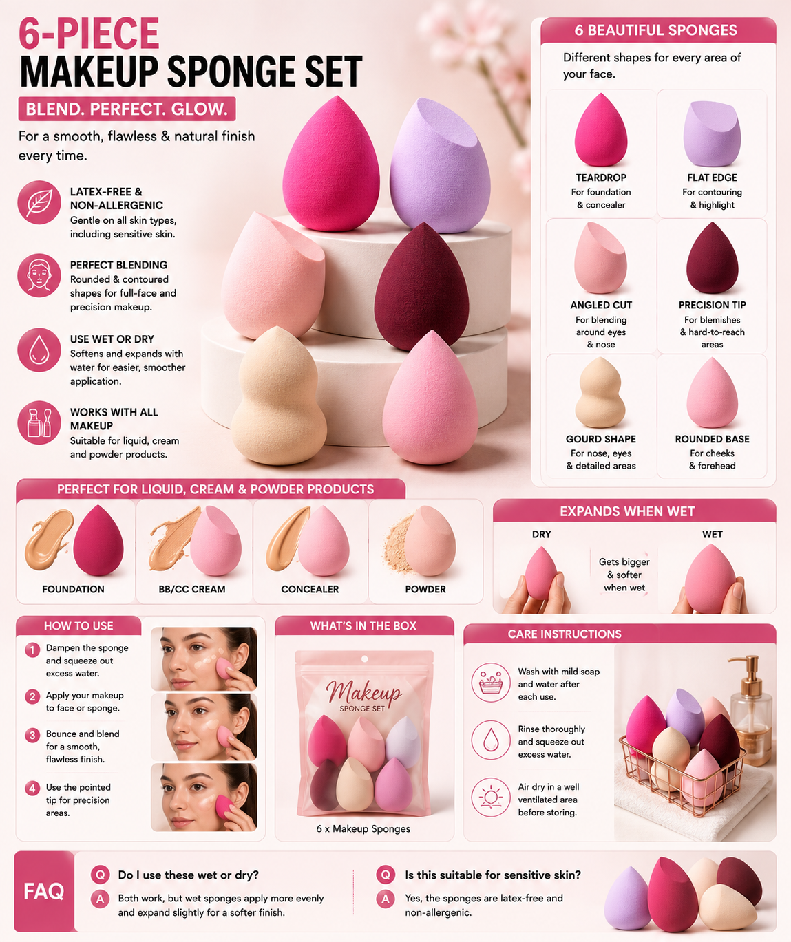 6-Piece Makeup Sponge Blender Set - product photo 2