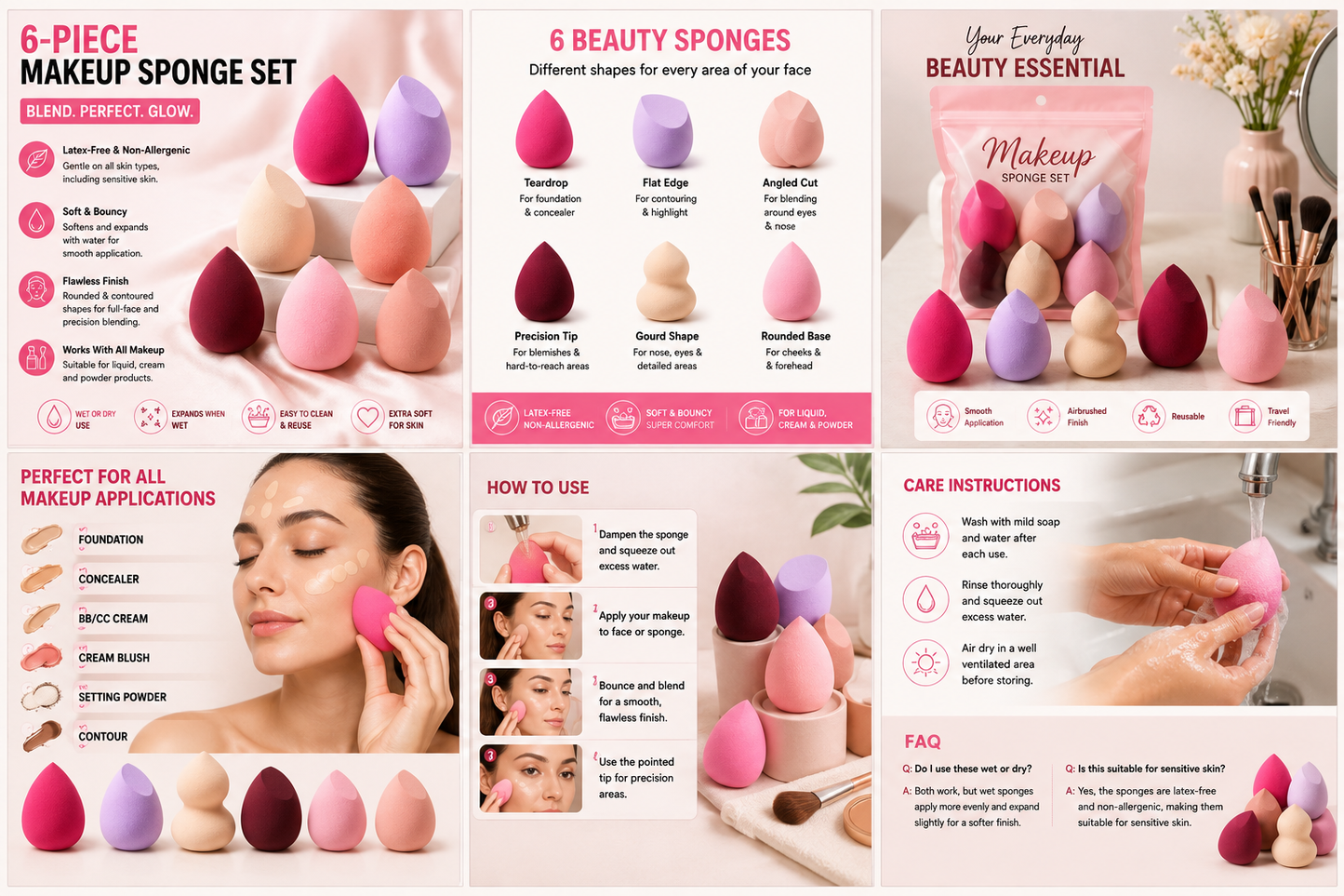 6-Piece Makeup Sponge Blender Set - product photo 6