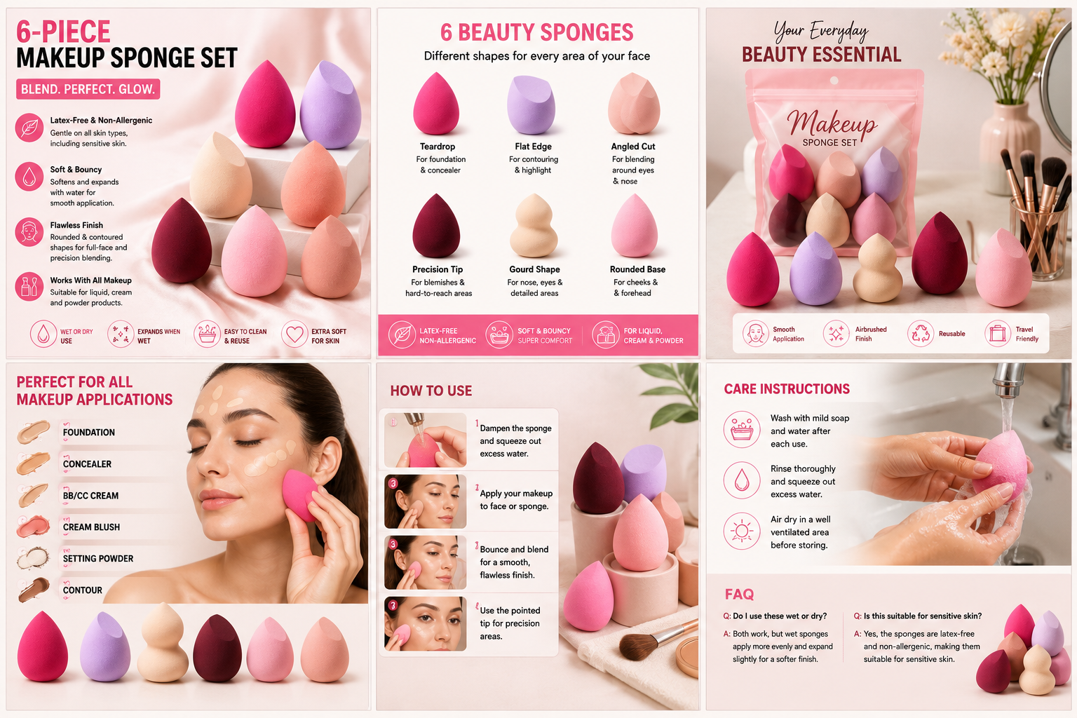 6-Piece Makeup Sponge Blender Set - product photo 6