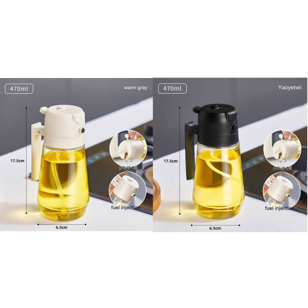 2-in-1 Olive Oil Sprayer & Dispenser Bottle – 470ml - product photo 18