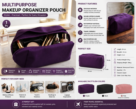 Waterproof Travel Makeup Organizer Bag | Portable Cosmetic & Toiletry Storage Pouch