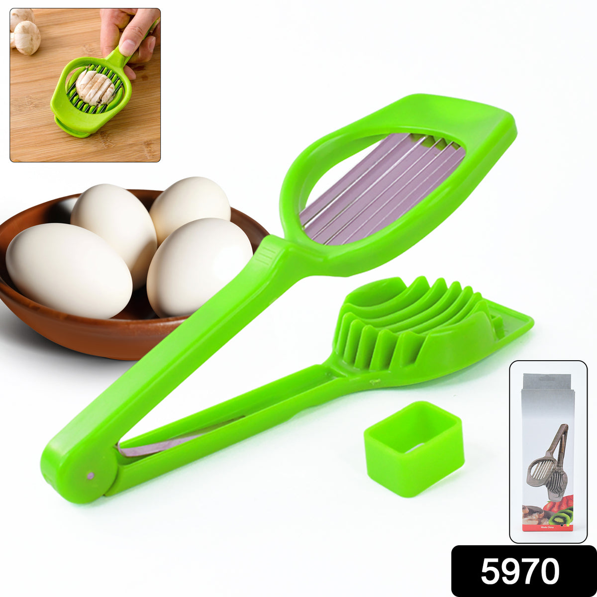 RIZQORA multi-purpose egg and fruit slicer with stainless blades