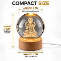 Laxmi Ji 3d Crystal Ball Lamp With Wooden Led Base And Usb Cable For Home Decor