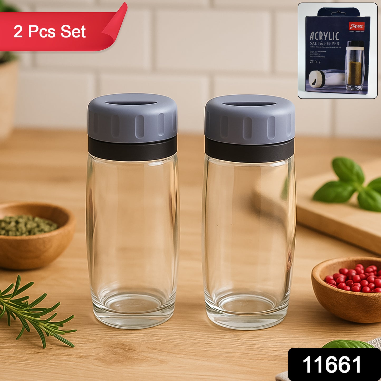 RIZQORA 2-piece acrylic salt and pepper shaker set