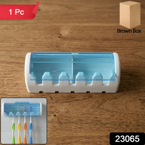 Wall Mounted Toothbrush Holder with Cover – Multi-Slot Bathroom Organizer