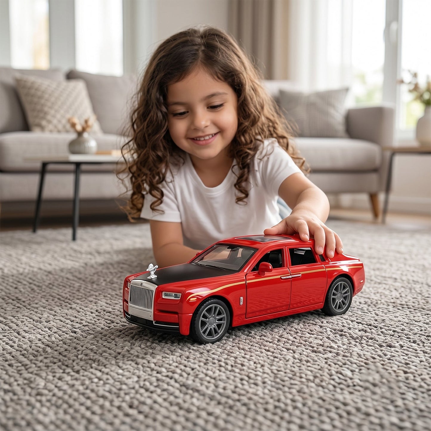 Die-cast Metal Pull-back Luxury Sedan Model Toy Car With Openable Doors (1 Pc)