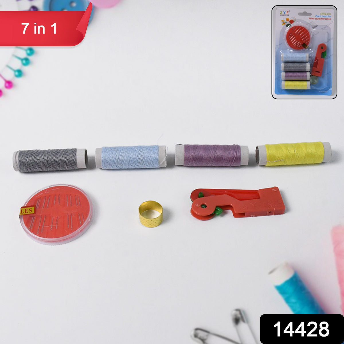 RIZQORA 7-in-1 mini sewing kit for clothing repairs