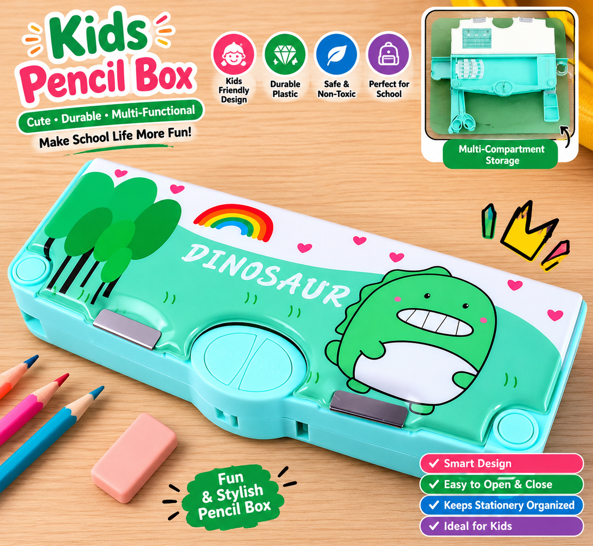 Multifunctional Space Pencil Box for Kids | Magnetic Pencil Case