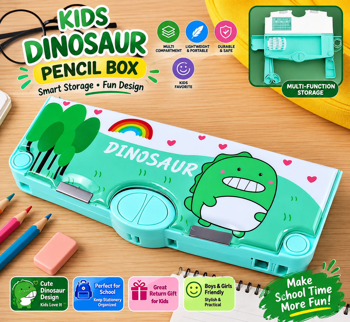 Multifunctional Space Pencil Box for Kids | Magnetic Pencil Case - product photo 8