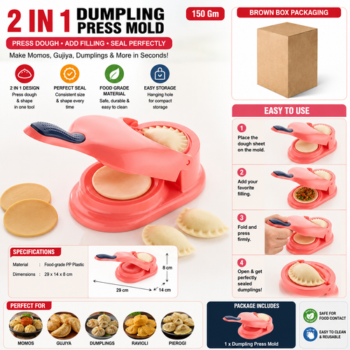 2-in-1 Dumpling Maker Press Mold for Momos & Gujiya