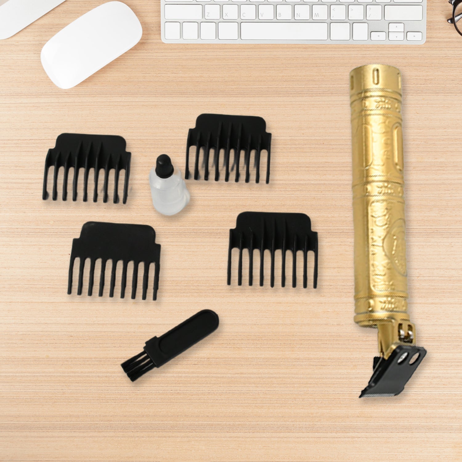 12839  Plastic Body Hair Trimmer For Men Hairstyle Trimmer Professional Hair Clipper Electric Shaving Machine Dry Shaving For Men - Hair Shaving And Trimming Beard With 4 Adjustable Blade Clipper Oil Cleaning Brush