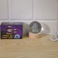 Laxmi Ji 3d Crystal Ball Lamp With Wooden Led Base And Usb Cable For Home Decor