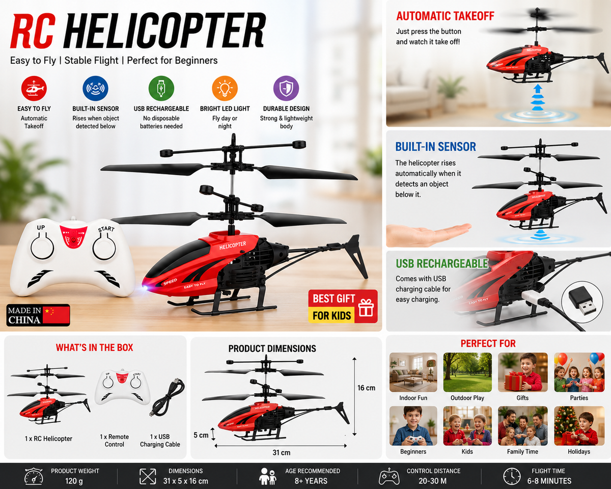 USB Rechargeable Remote Control Helicopter Toy for Kids
