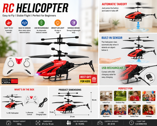 USB Rechargeable Remote Control Helicopter Toy for Kids