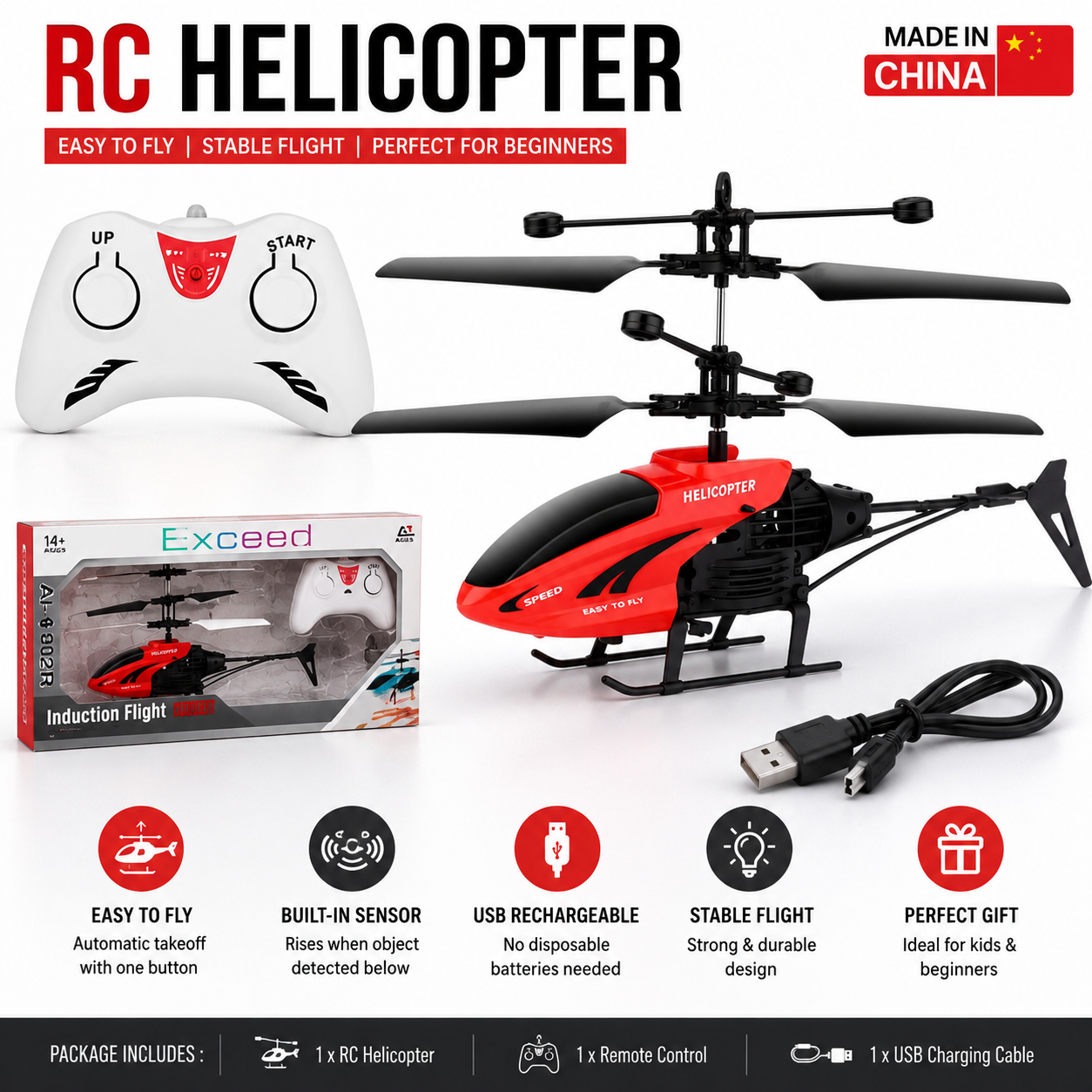 USB Rechargeable Remote Control Helicopter Toy for Kids - product photo 9