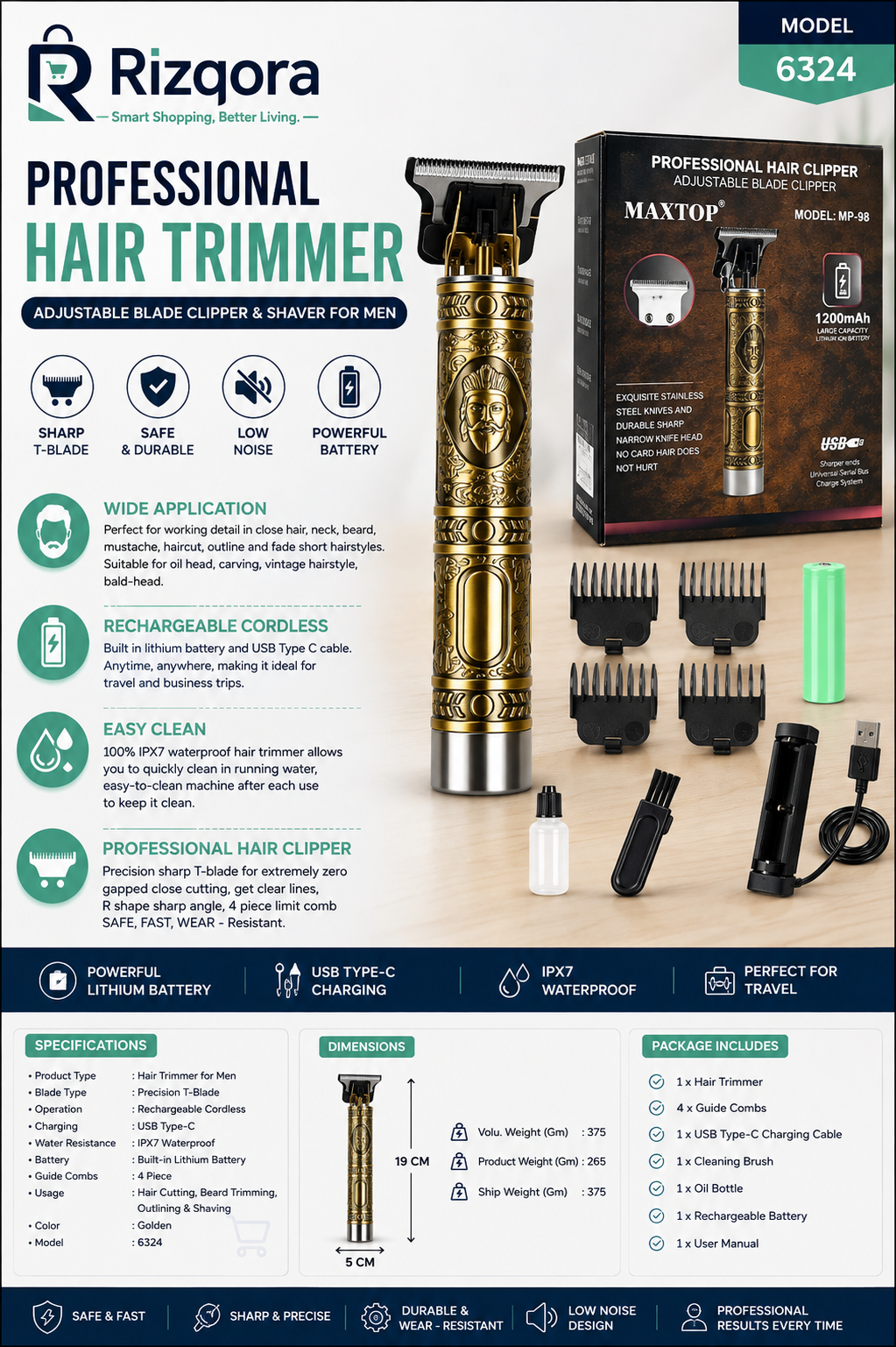 Hair Trimmer For Men Hair Style Trimmer Professional Hair Clipper Adjustable Blade Clipper Shaver For Men