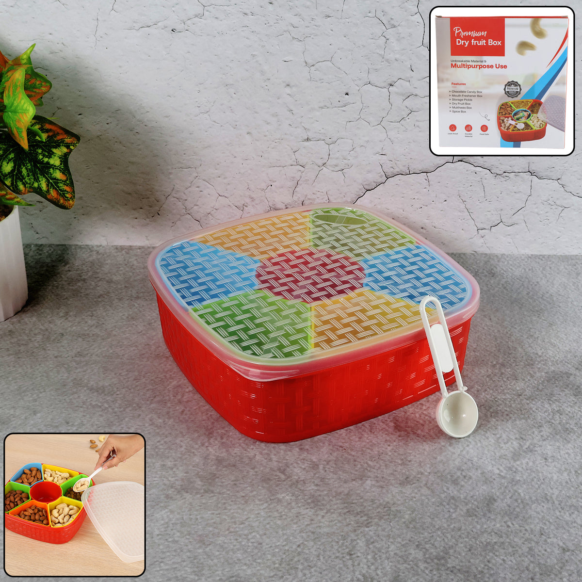 7 In 1 Dry Fruit  Snack Box With Spoon