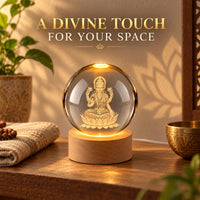 Laxmi Ji 3d Crystal Ball Lamp With Wooden Led Base And Usb Cable For Home Decor