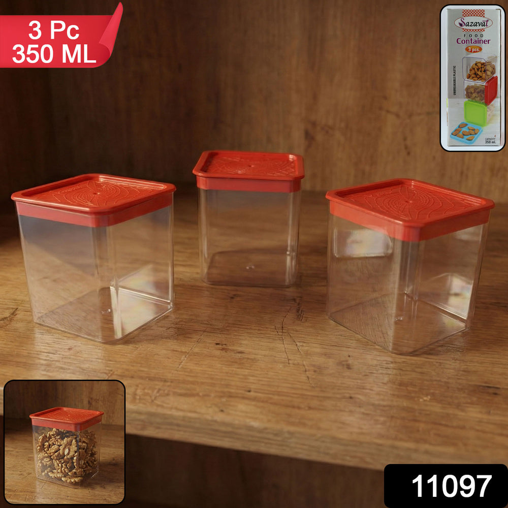 3-Piece Airtight Food Storage Container Set – 350 ML | Kitchen & Pantry Organizer