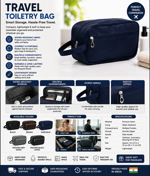 Portable Men's Travel Toiletry Bag – Water-Resistant Organizer | RIZQORA