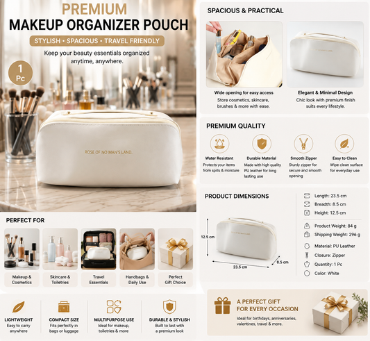 Premium Waterproof Travel Makeup & Toiletry Organizer Bag | Cosmetic Pouch with Handle