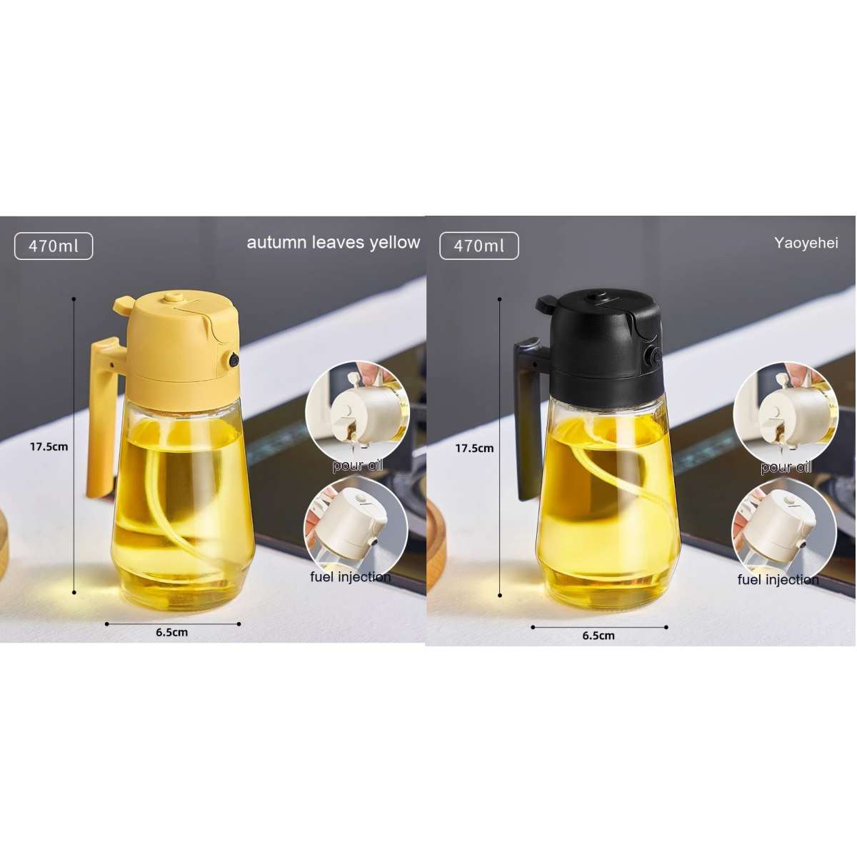 2-in-1 Olive Oil Sprayer & Dispenser Bottle – 470ml - product photo 20