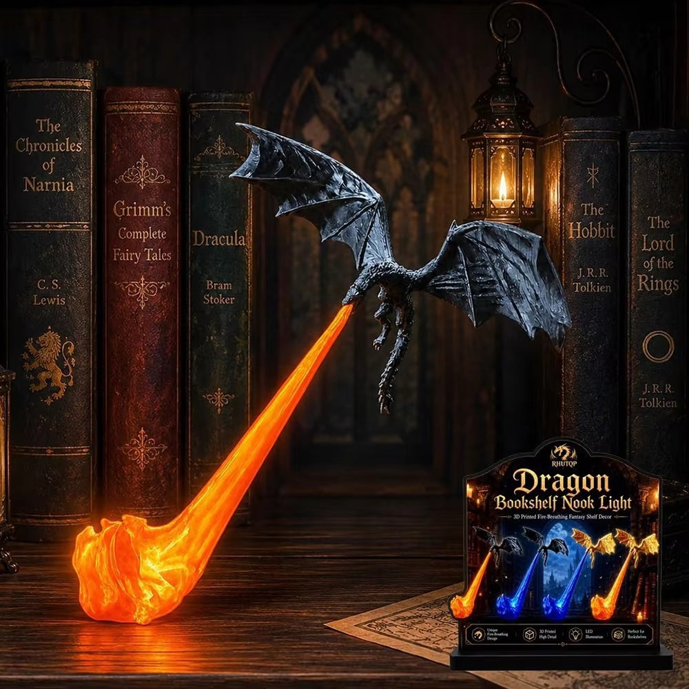 3D Printed Flying Dragon LED Ornament – Fantasy Book Nook Decor