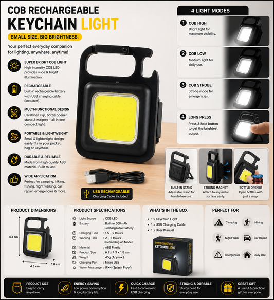 Rechargeable Mini LED Keychain Flashlight with Bottle Opener