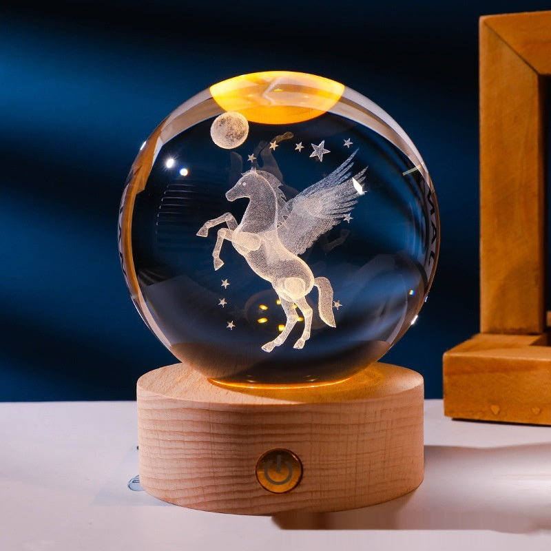 Luminous 3D Carved Crystal Ball Night Lamp - product photo 5