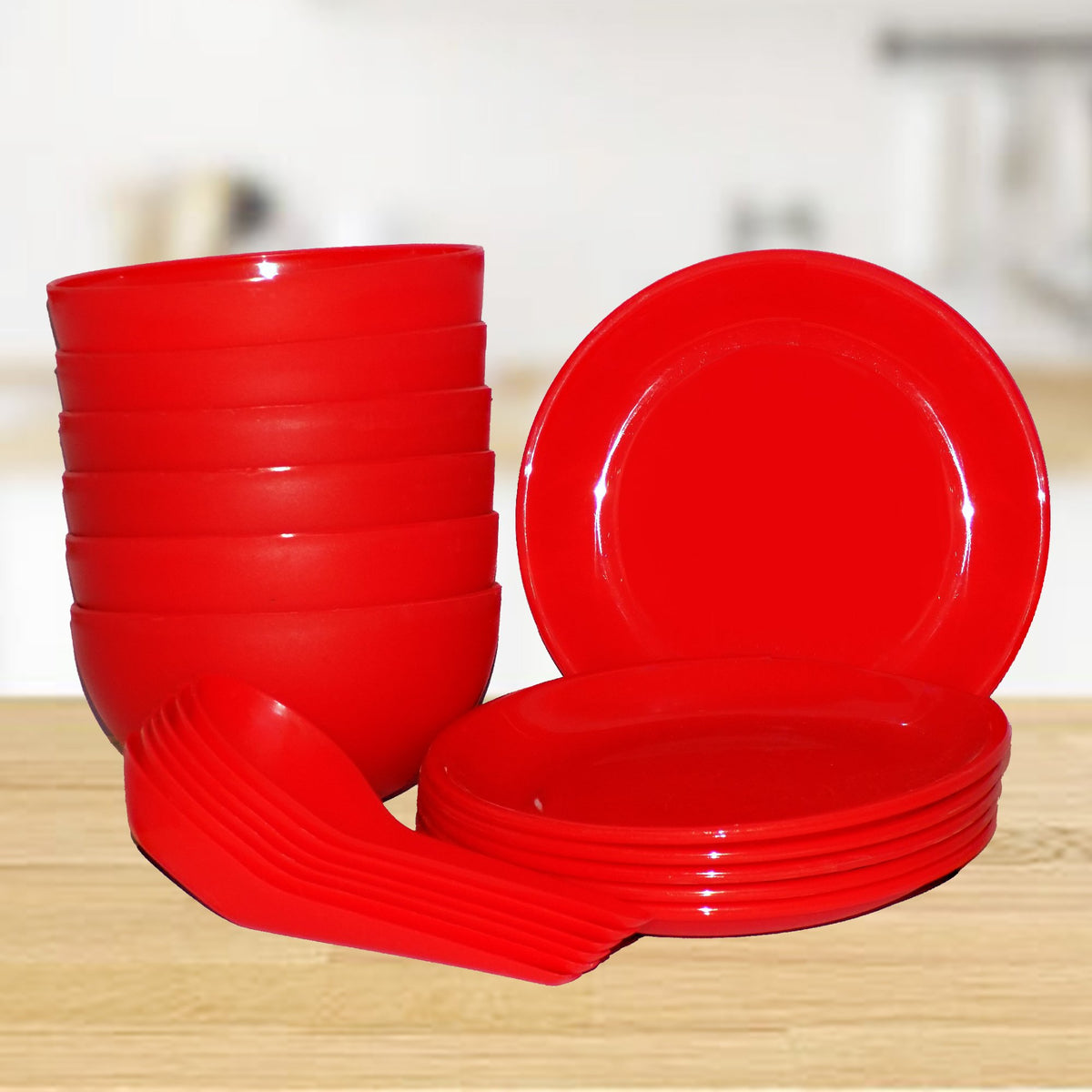 RIZQORA 18-piece soup bowl dinner set with spoons and saucers