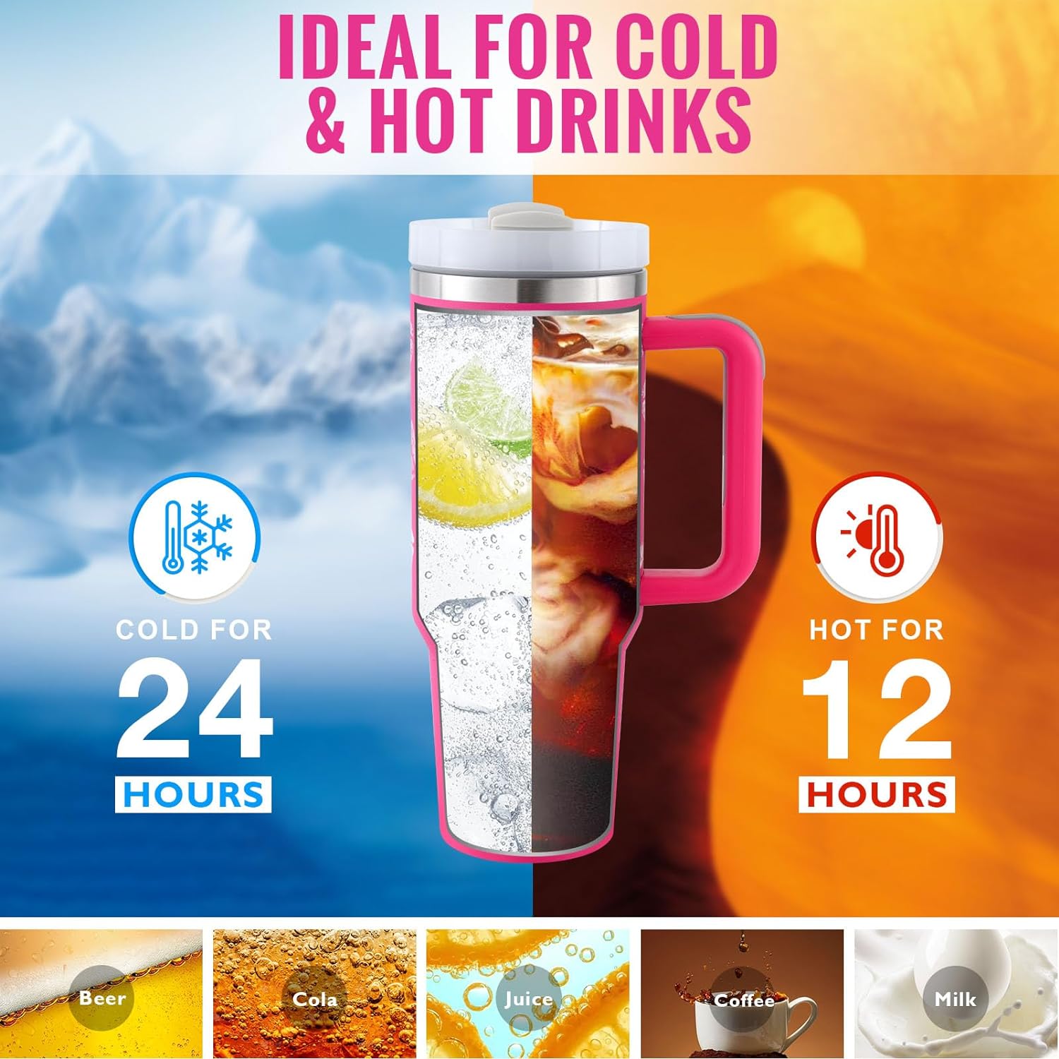 40oz Insulated Stainless Steel Travel Tumbler with Handle – RIZQORA - product photo 3