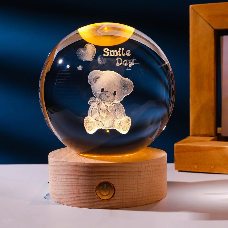 Luminous 3D Carved Crystal Ball Night Lamp - product photo 4