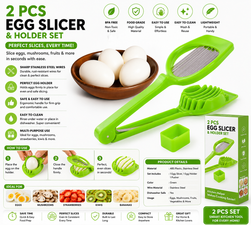 Stainless Steel Egg & Fruit Slicer | 7-Blade Kitchen Tool – RIZQORA