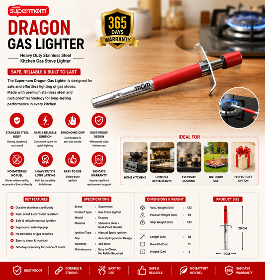 Supermom Dragon Gas Lighter – Heavy-Duty Stainless Steel Kitchen Stove Lighter with Rust-Proof Design