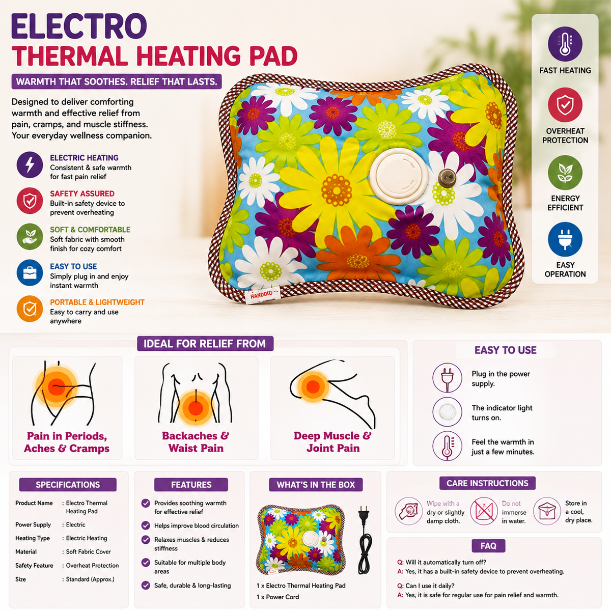 Rechargeable Electric Hot Water Bag | Portable Heating Pad – RIZQORA - product photo 2