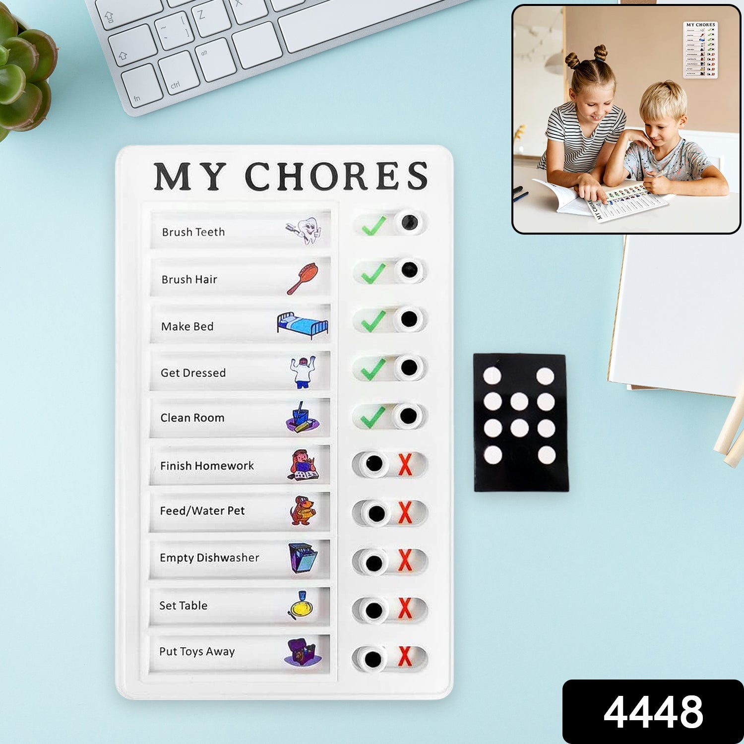 4448 Portable My Chores Home Note Board Management Planning Memo Boards Reminding Time. (Size - 20x12cm)