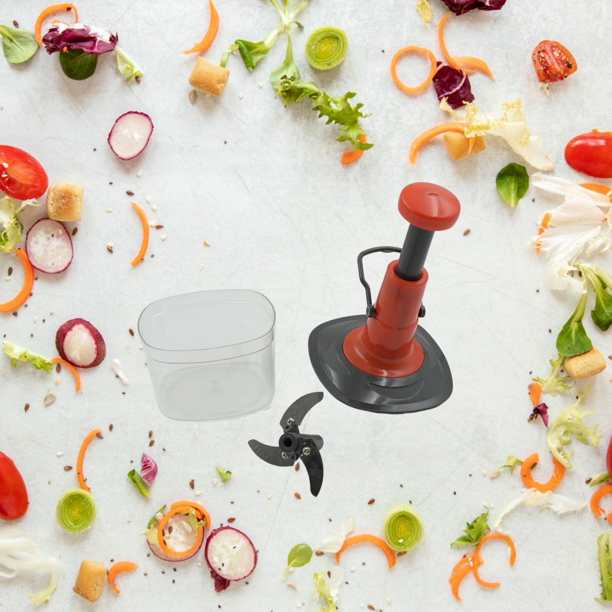 RIZQORA push chopper 650ml capacity container