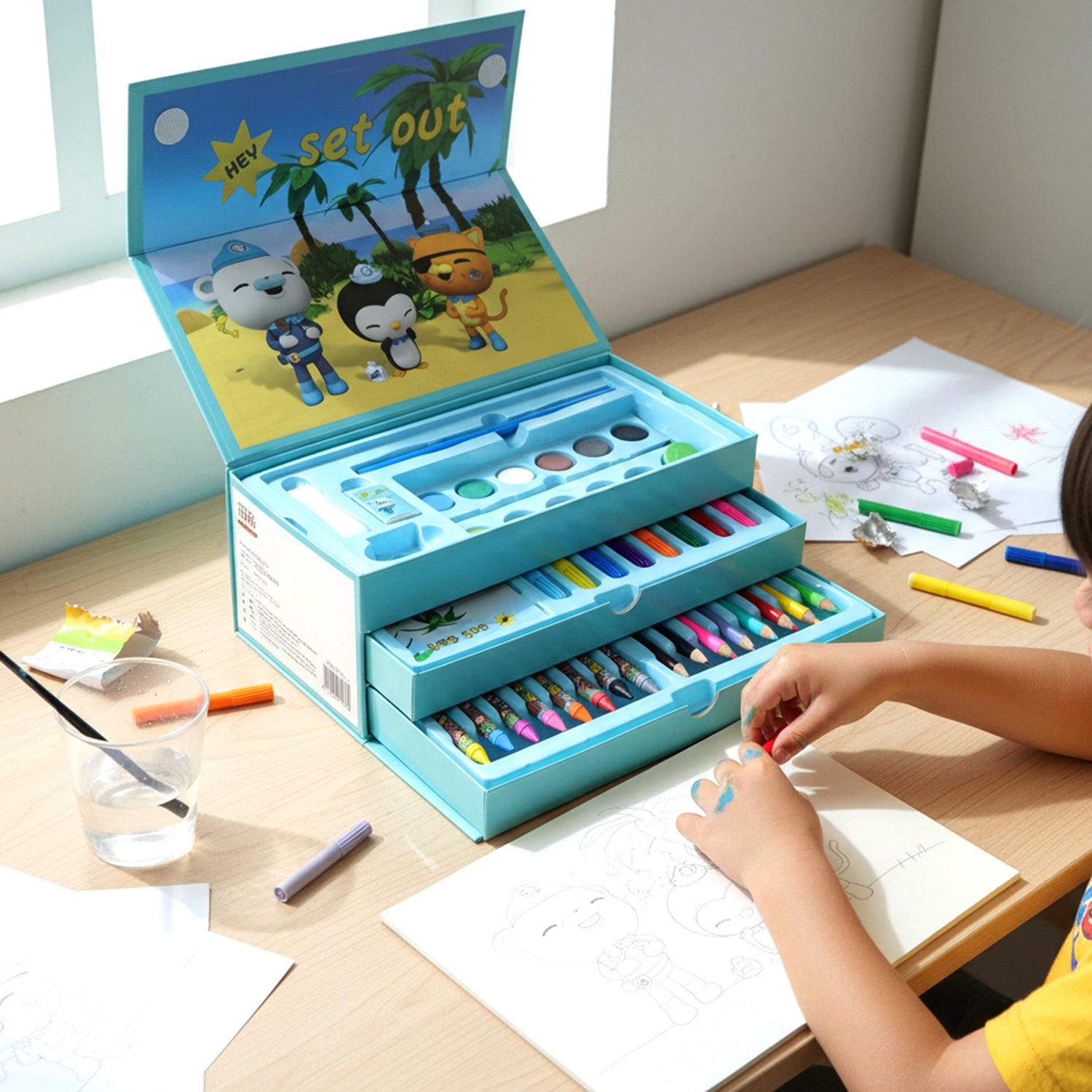 Drawing Kit Box For Kids With Colors  Tools (1 Pc)